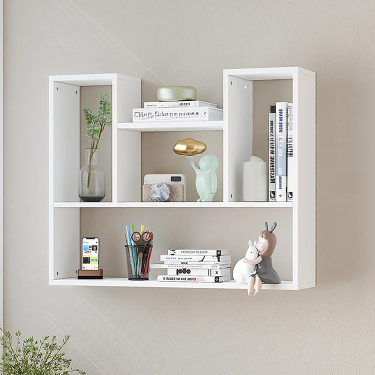 Modern Wooden 3-Tier Open Back Wall-Mounted Bookcase