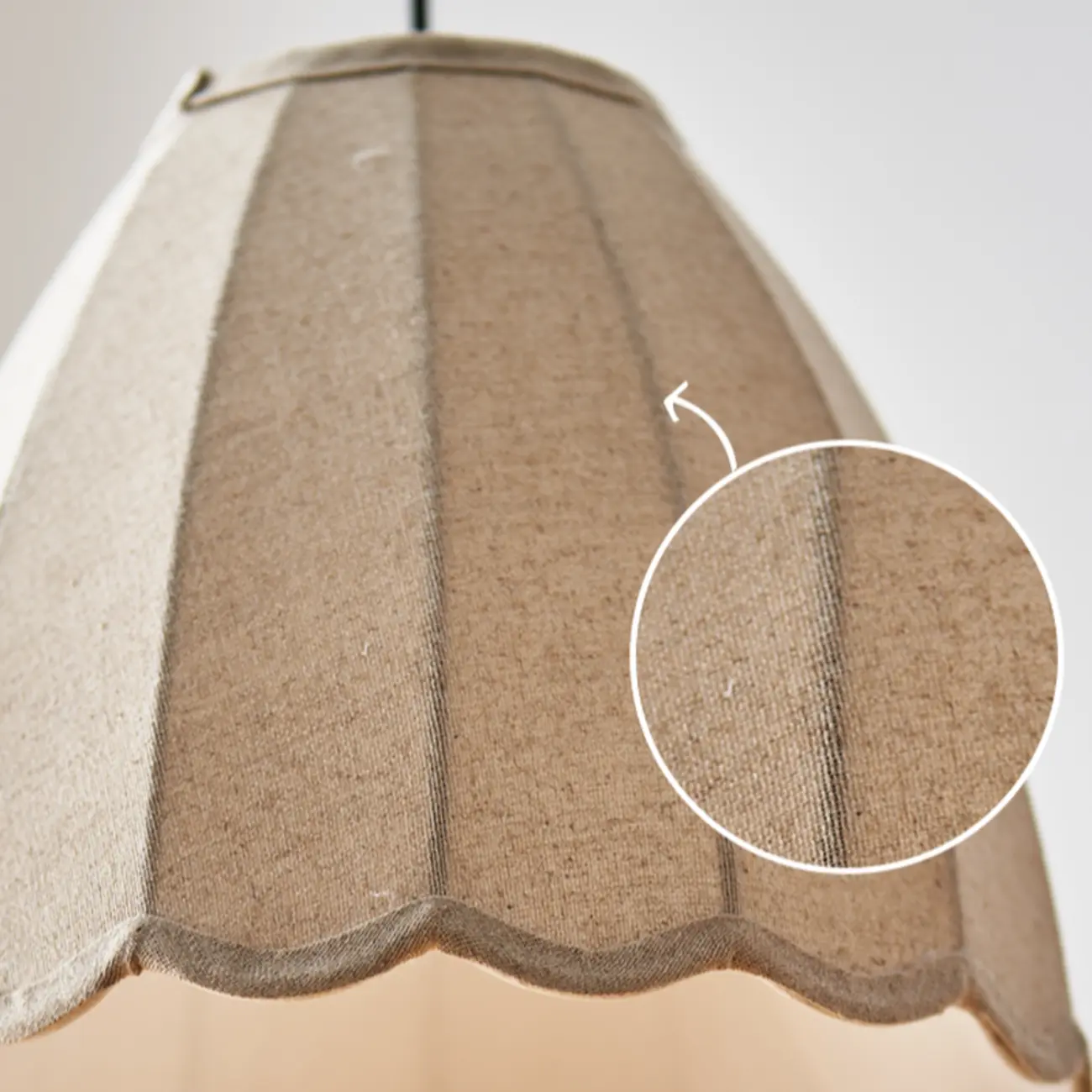 Beige Bell Shaped Fabric Pendant Light Hanging Fixture