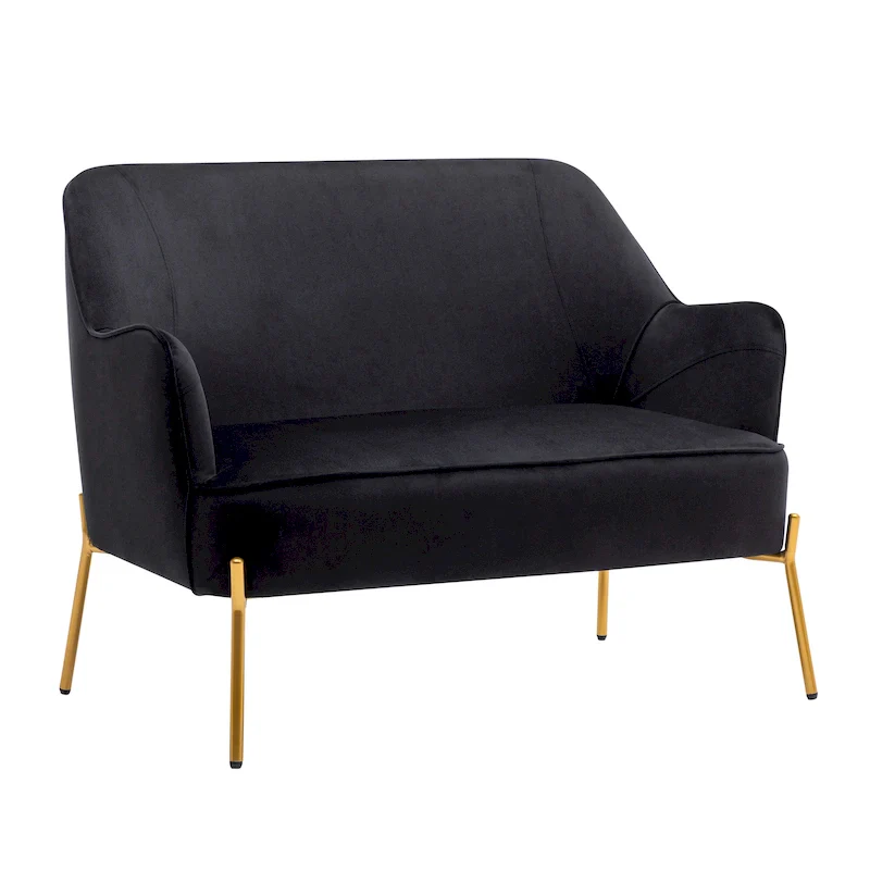 2-Seat Velvet Loveseat Sofa with Gold Chrome Legs