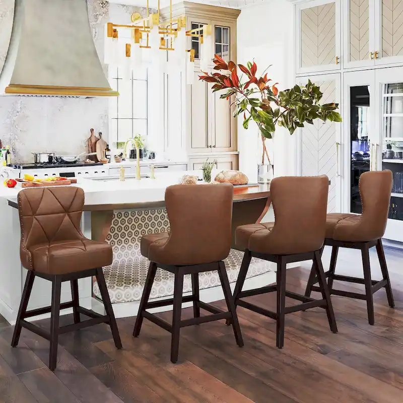 Dark Grey / Black / Brown / Off-White Mid-Century Swivel Bar Stool, Set of 4