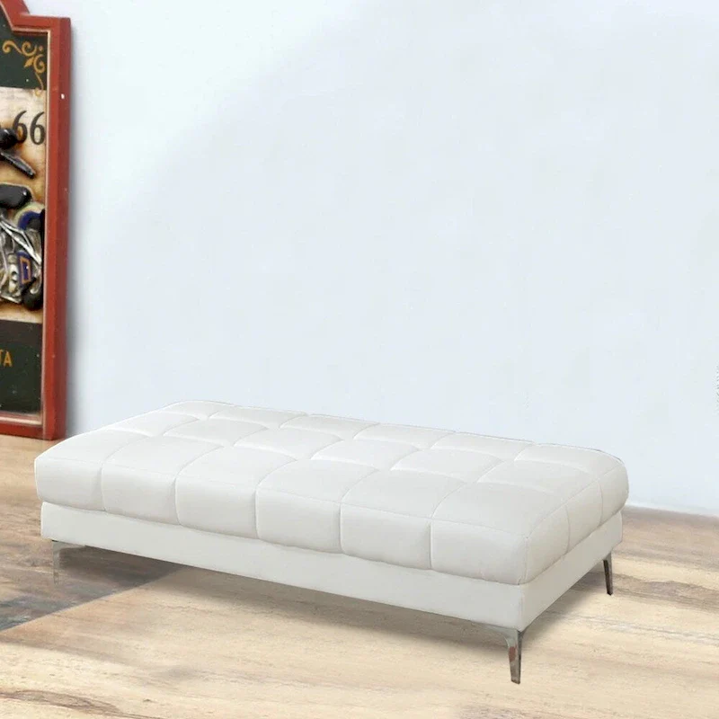 Modish Bonded Leather Ottoman In White