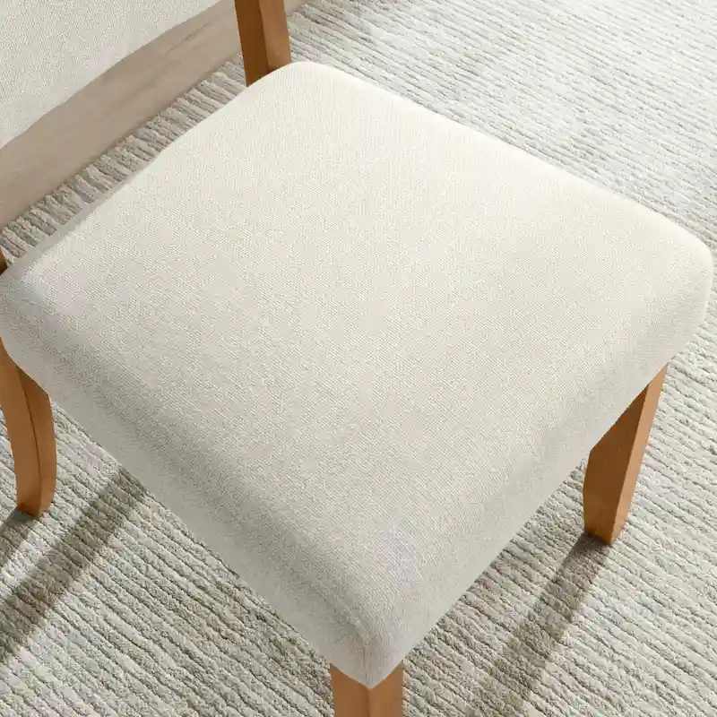 Upholstered Back Dining Chair with Wood Base Set of 2