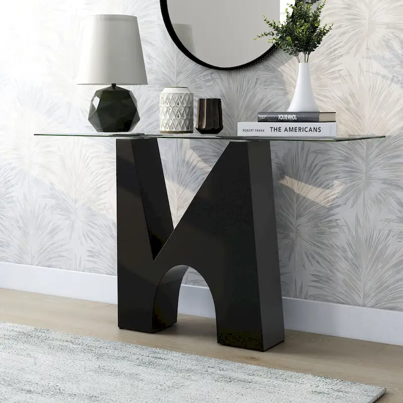 Noele Modern Black 48-inch Glasstop Console Table by Furniture of America