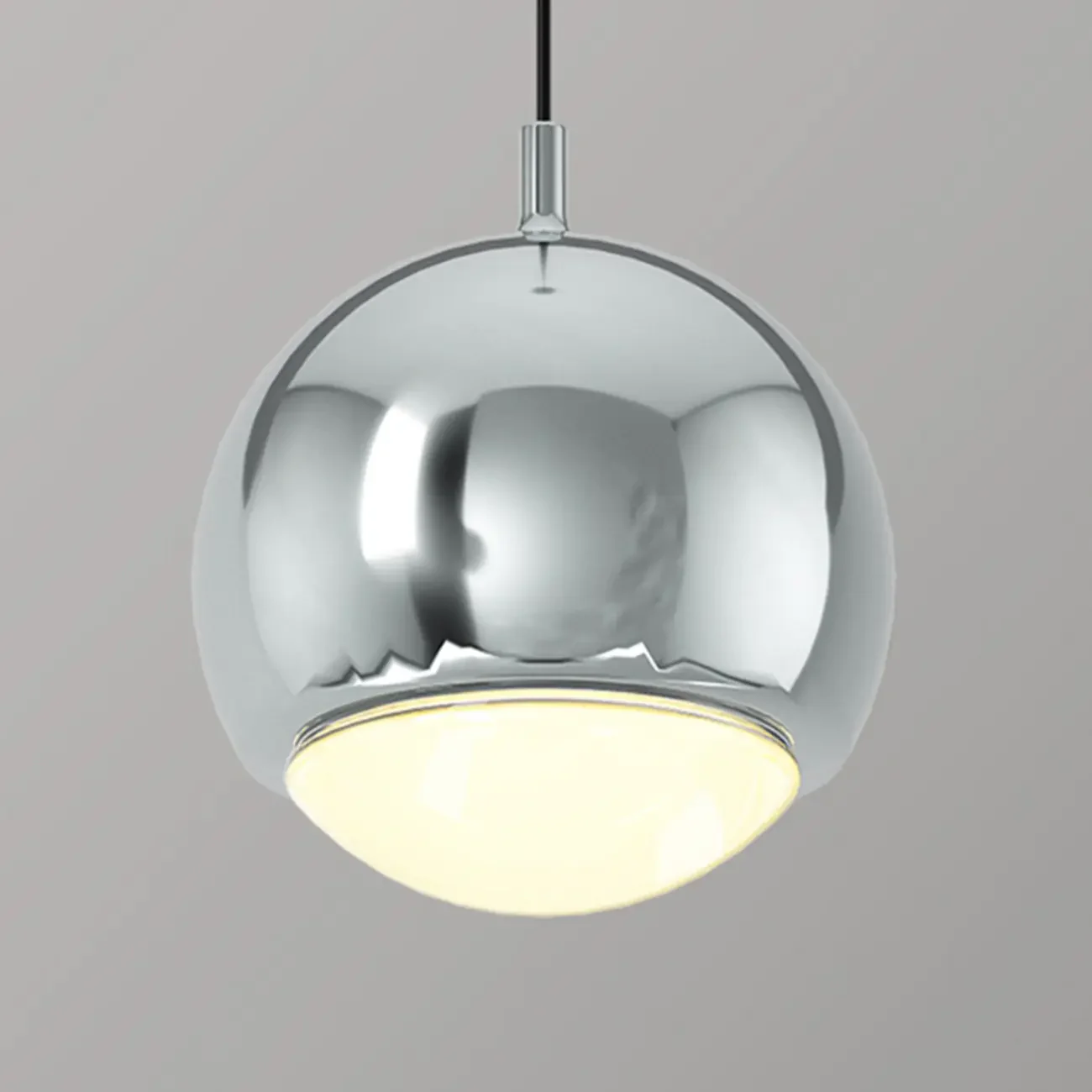 Modern Chrome Metal Globe Pendant Light Warm LED