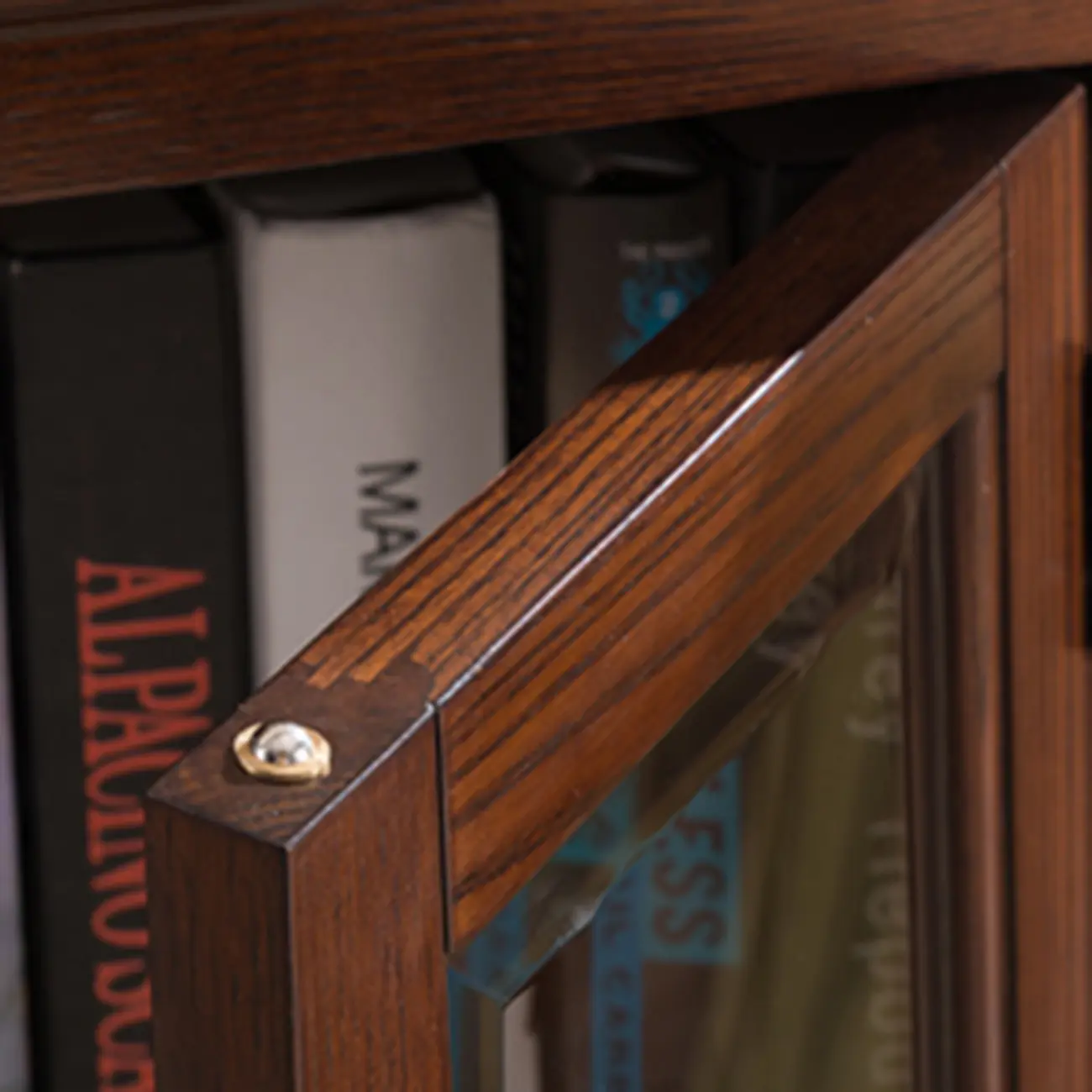 Mid-Century Modern Home Accent Wood Glass Paned Cabinet