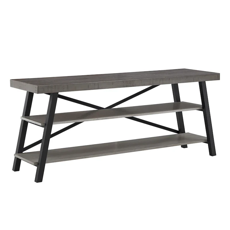 Grey / Black / Oak / Brown X-Base 60-Inch TV Stand, Open Shelf, Fits up to 65