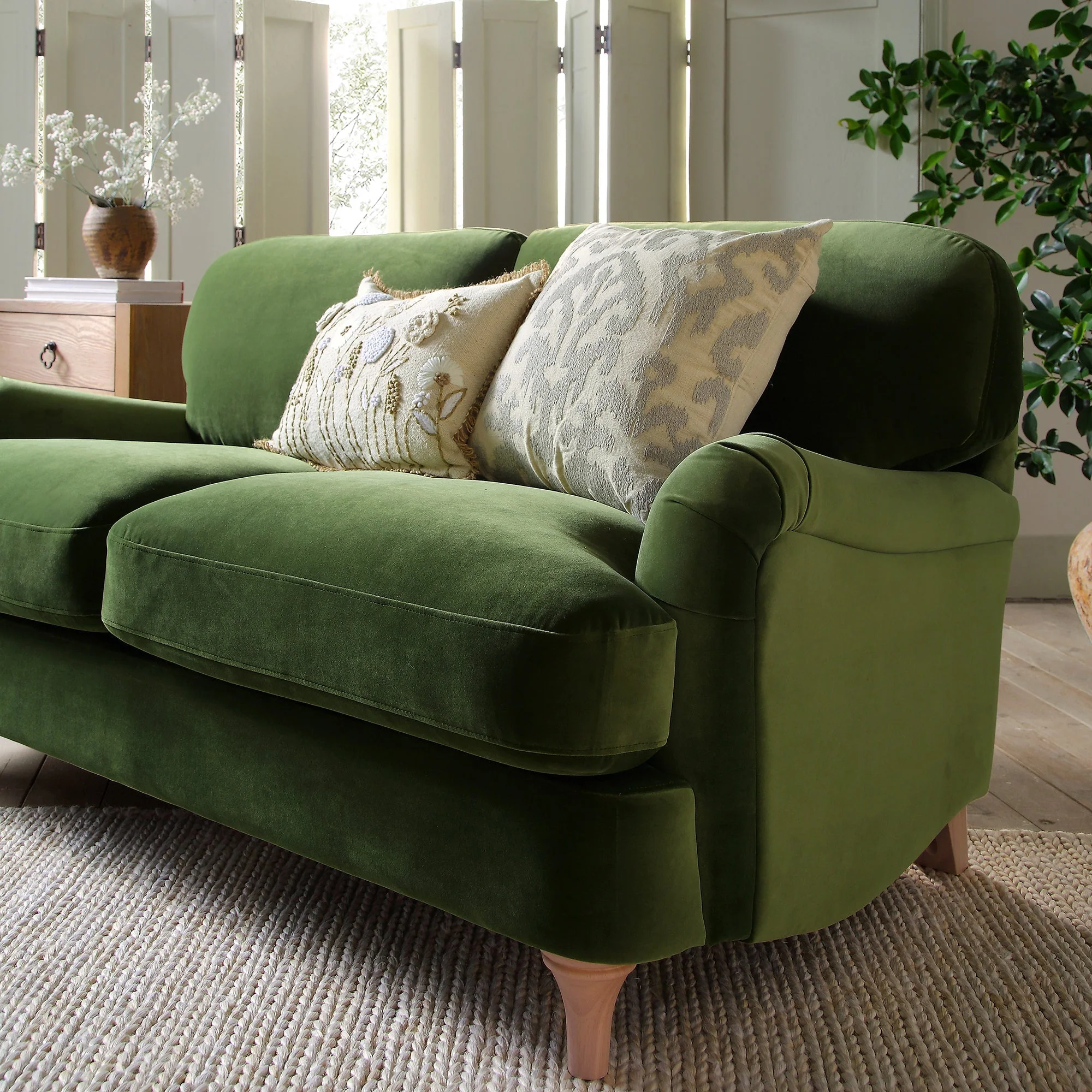 Fern Green Velvet Sofa, 2-Seater
