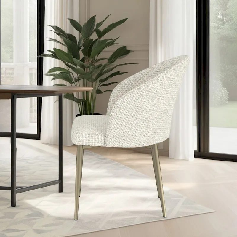 Geru Dining Side Chair Set of 2, Padded Curved Back Contemporary White