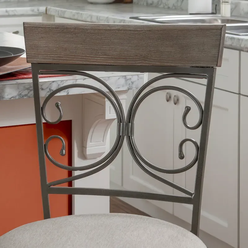 Onyx Big & Tall 360 Swivel Metal and Wood Scroll Counter Stool