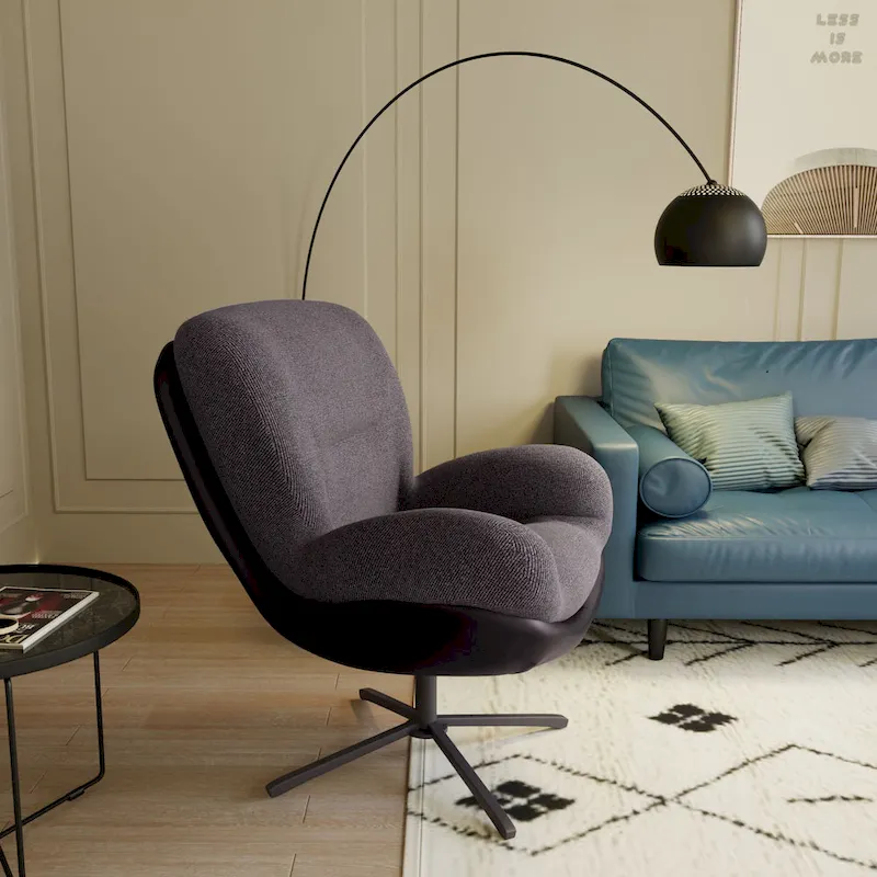 Modern Chenille 360 Swivel Office Chair with Metal Base Frame