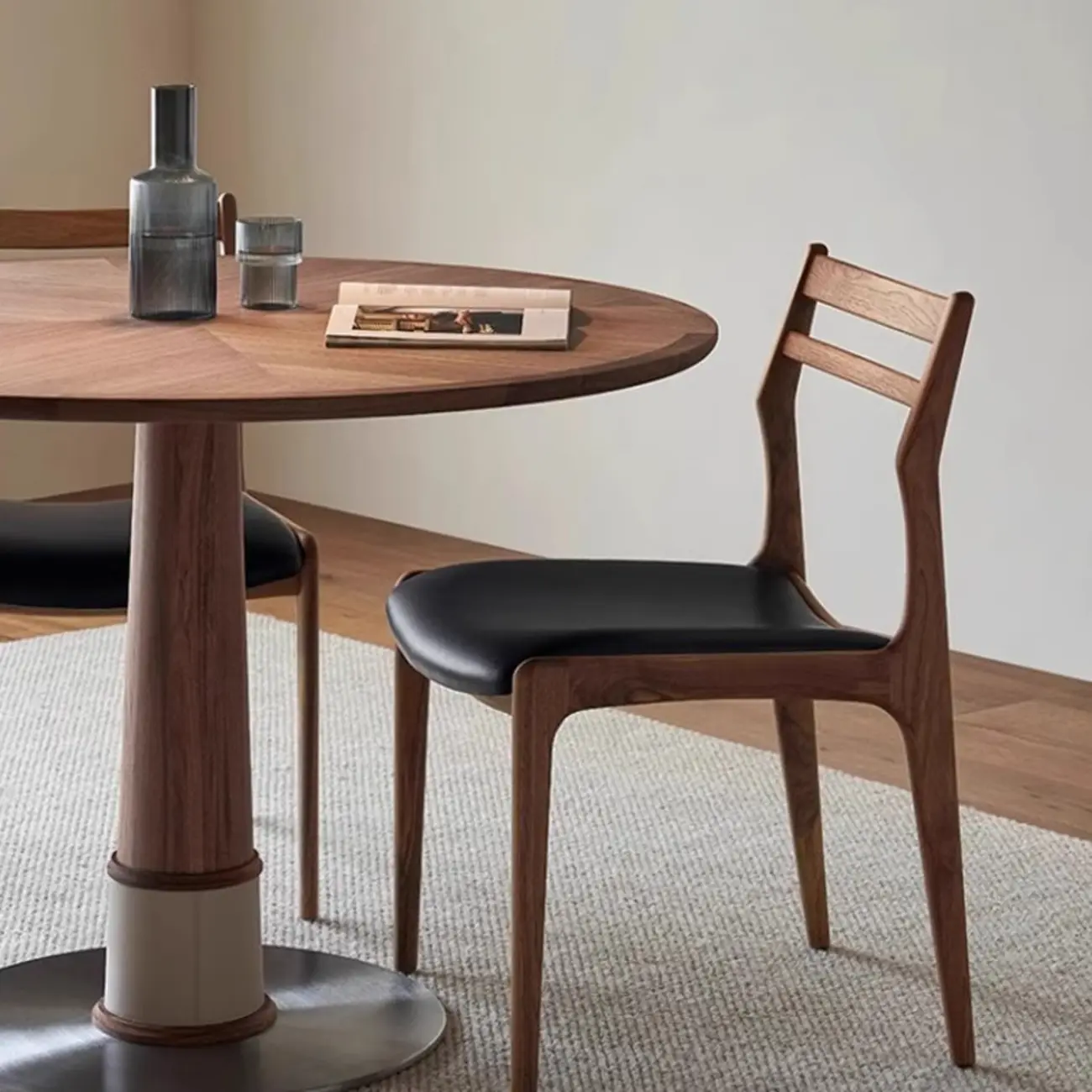 Modern Upholstered Ladder Back Wooden Dining Chair