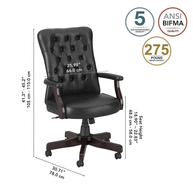 High Back Tufted Office Chair with Arms