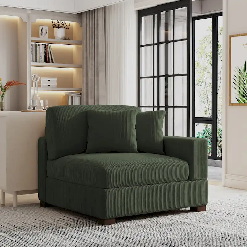 Corduroy Armchair Sofa Corner Chairs With Pillows