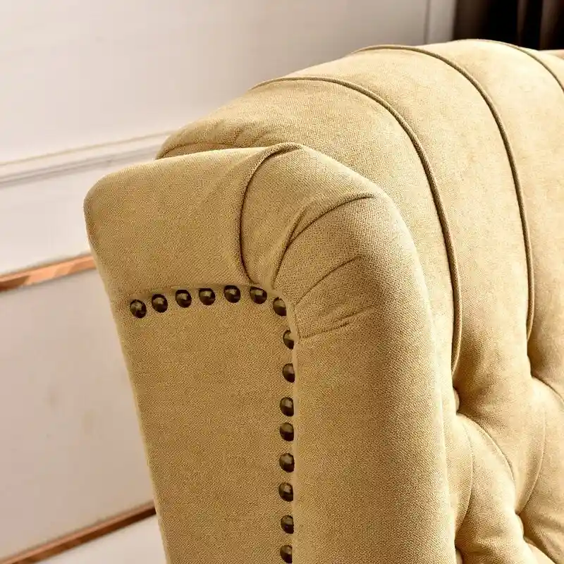 Push Back Recliner with Tufted Back and Wooden Legs