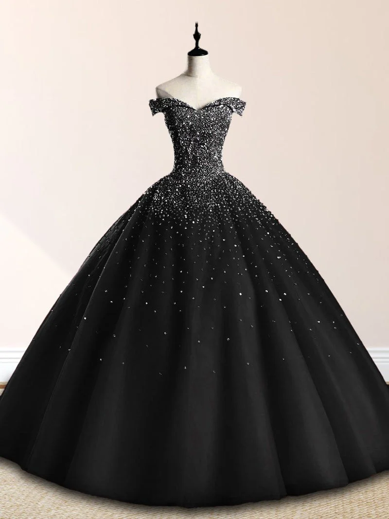 Emerald Green Off The Shoulder Tulle Quinceanera Dresses With Beadings