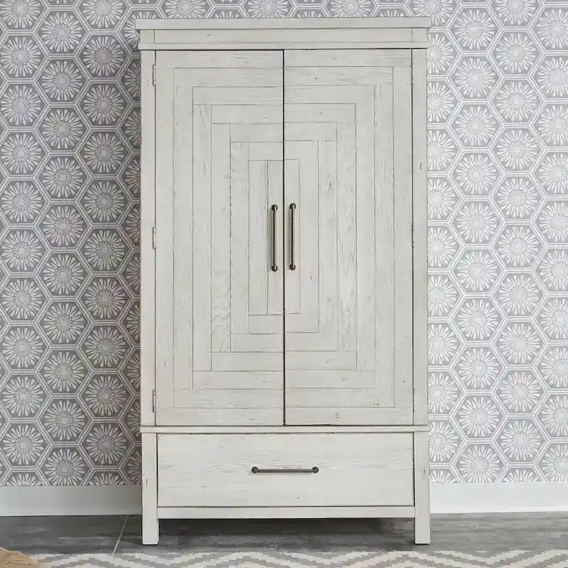 Modern Farmhouse Flea Market White Distressed Armoire