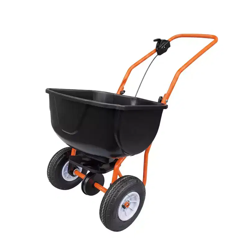 Walk Behind Broadcast Spreader, 70LBS Capacity Fertilizer Spreader with Adjustable Flow Control & 010FT Spreading Width, Garden & Lawn Seed Spreader