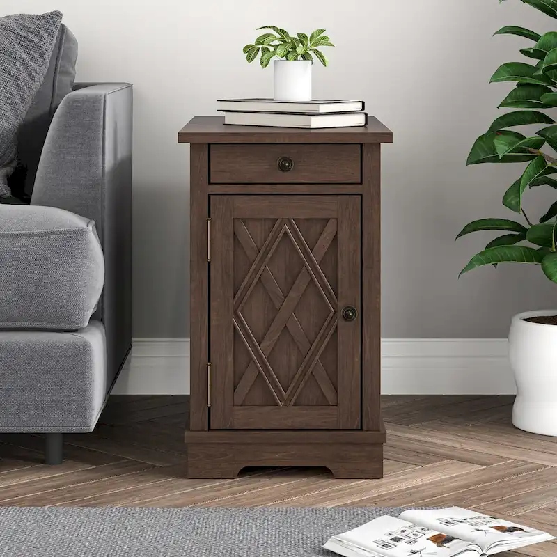 Classic Charging End Table with USB Ports and Storage - 23