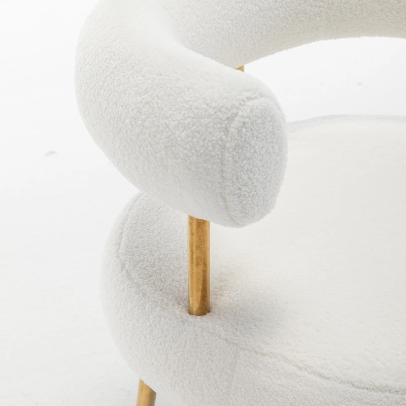 SEYNAR Modern Glam Upholstered Comfy Open-Back Accent Vanity chair with Golden Legs