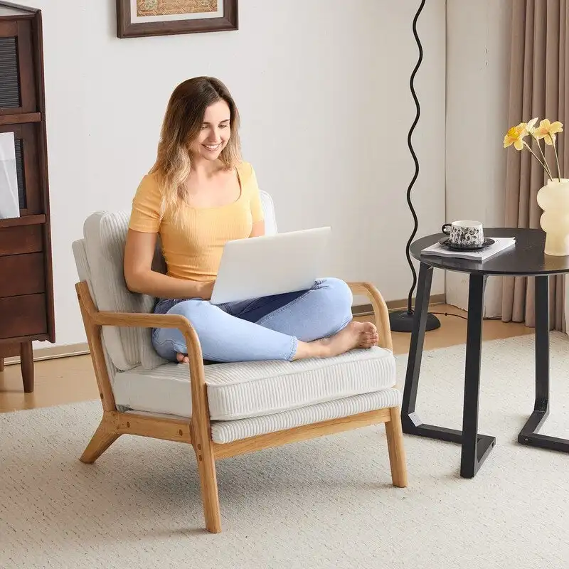 2-pc Upholstered Linen Blend Accent Chair