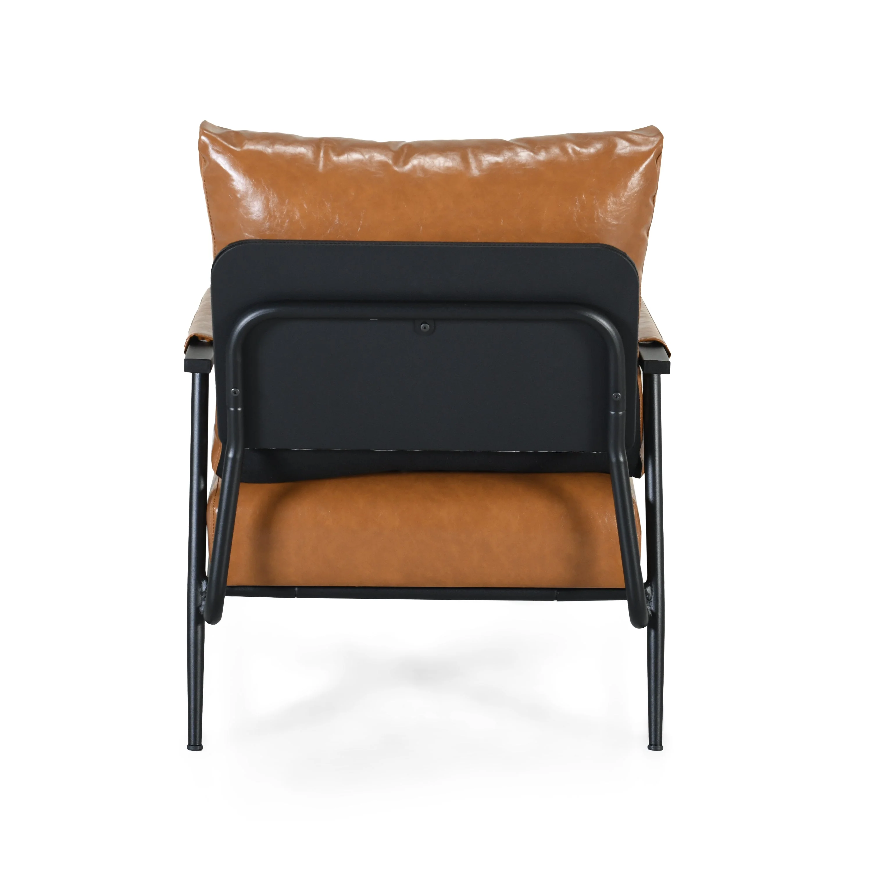 Mid-Century Modern Faux Leather Accent Chair, Brown