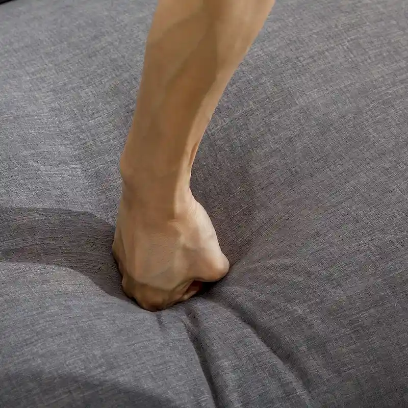 112 Modern L-Shape Chenille Upholstered Sofa with 5 Pillows