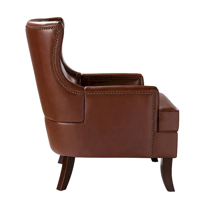 Angeles Mid-century Modern Ergonomic Vegan Leather Armchair with Wingback Set of 2 by HULALA HOME
