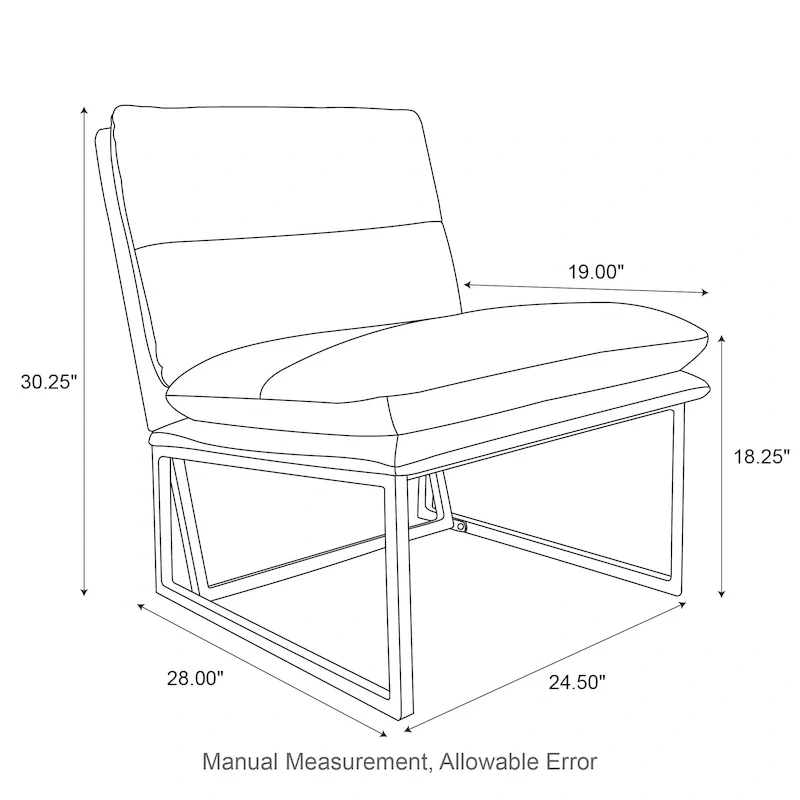 Glitzhome 30.25H Modern Soft PU Leather Armless Accent Chair