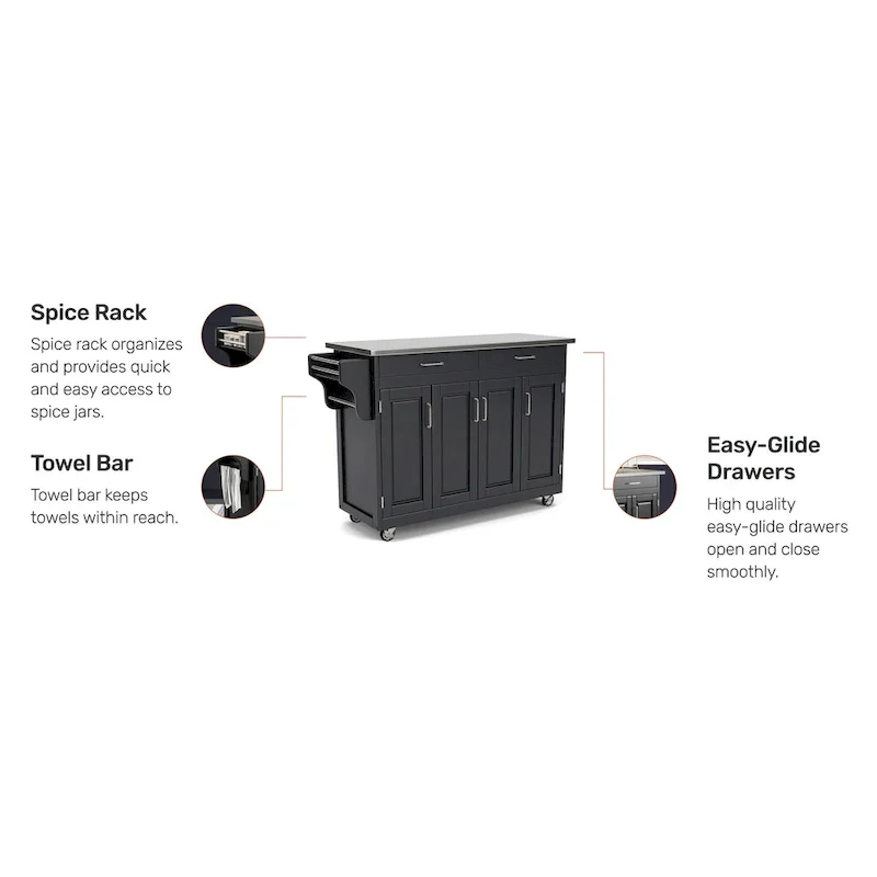 Create-a-Cart Black Kitchen Cart