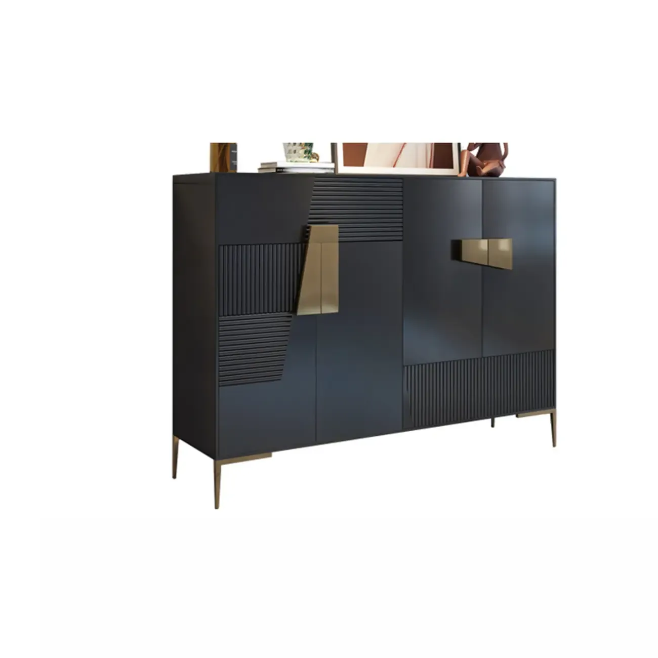 Elegant Fluted Entryway Shoe Cabinet with Drawer