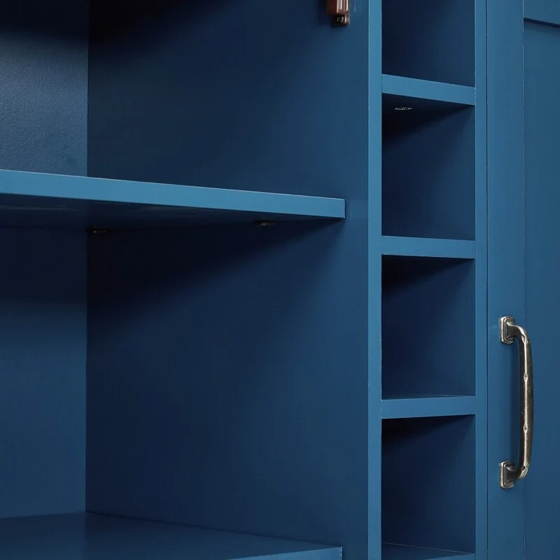 47  Marbling Countertop Buffet Bar Cabinet w/ Glass Holders