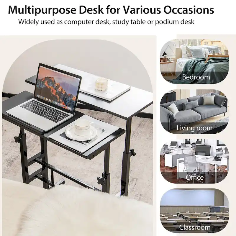 Gymax Mobile Stand up Desk Adjustable Computer Desk Tilting
