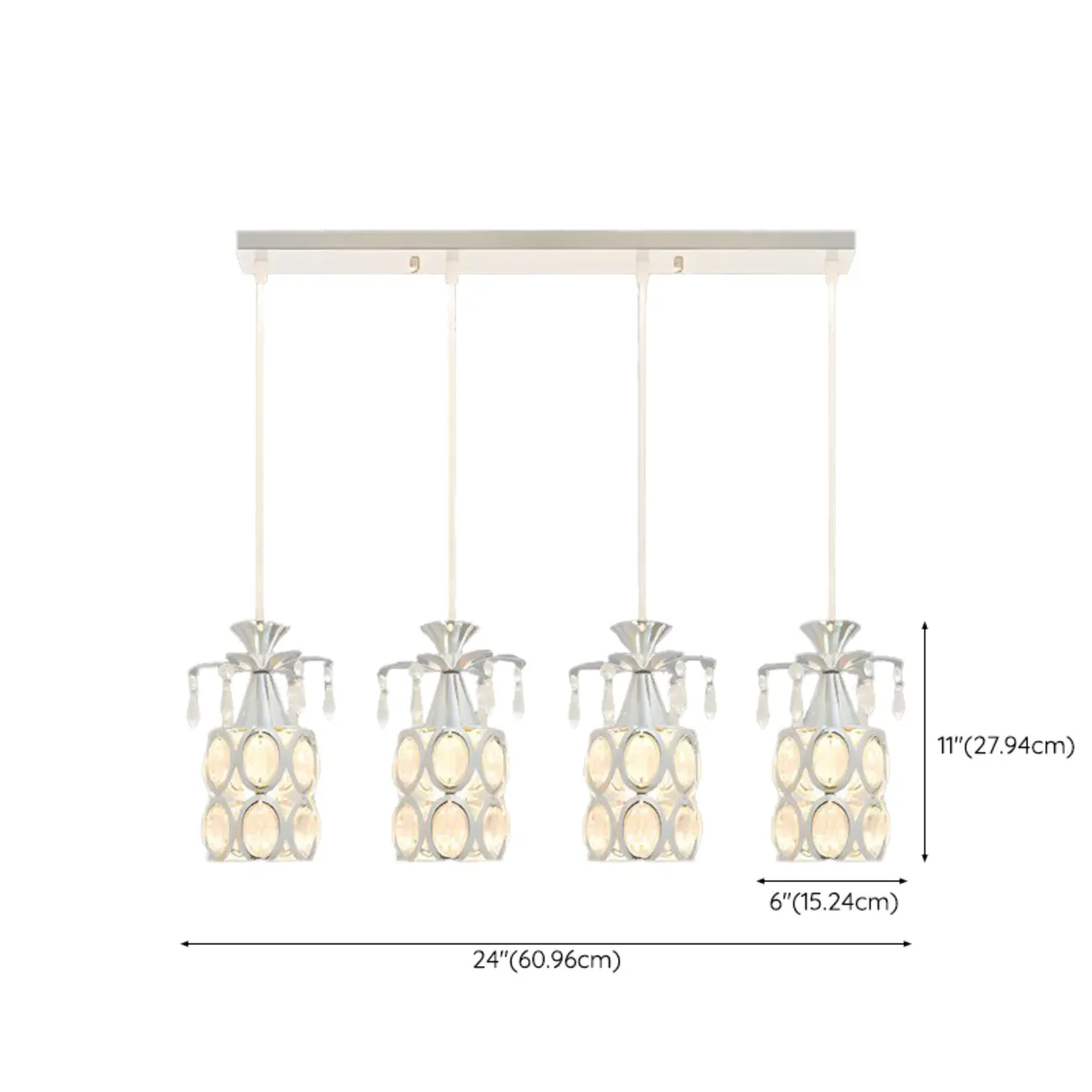 Elegant Cylinder Crystal Kitchen Island Pendant Light with Spotlight