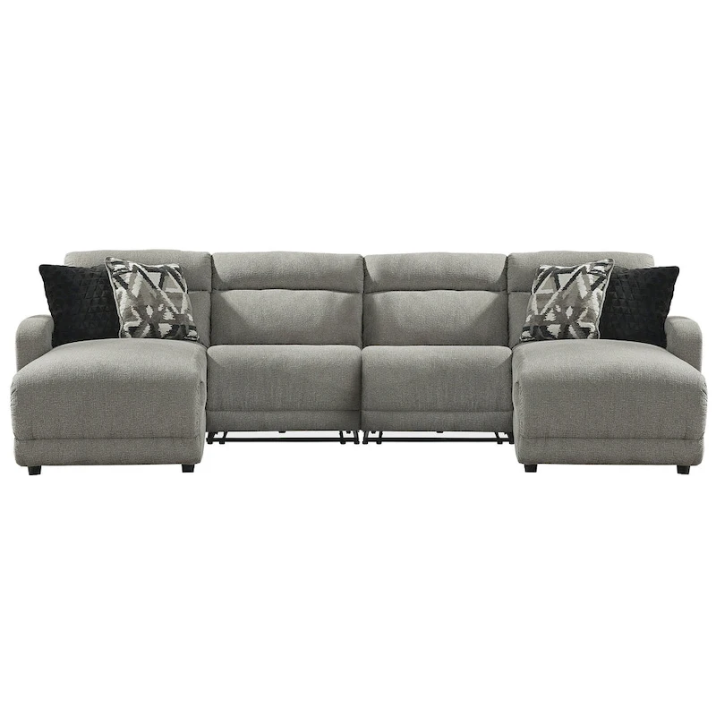 Signature Design by Ashley Colleyville Gray 4-Piece Power Reclining Sectional with Chaise - 140W x 65D x 39H
