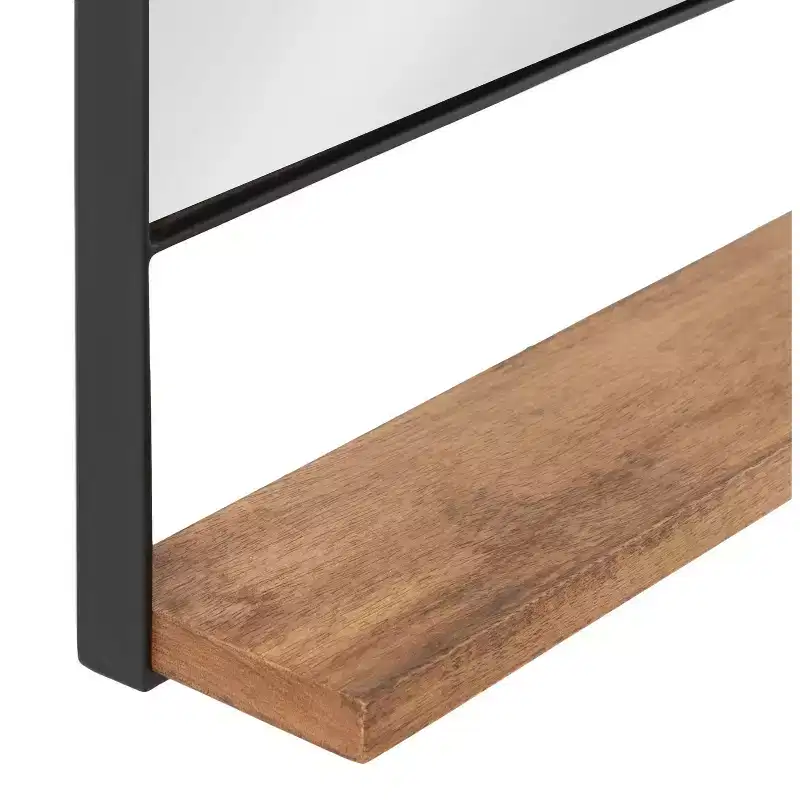 32"x32" Chadwin Square Wall Mirror with Shelf Natural - Kate & Laurel All Things Decor