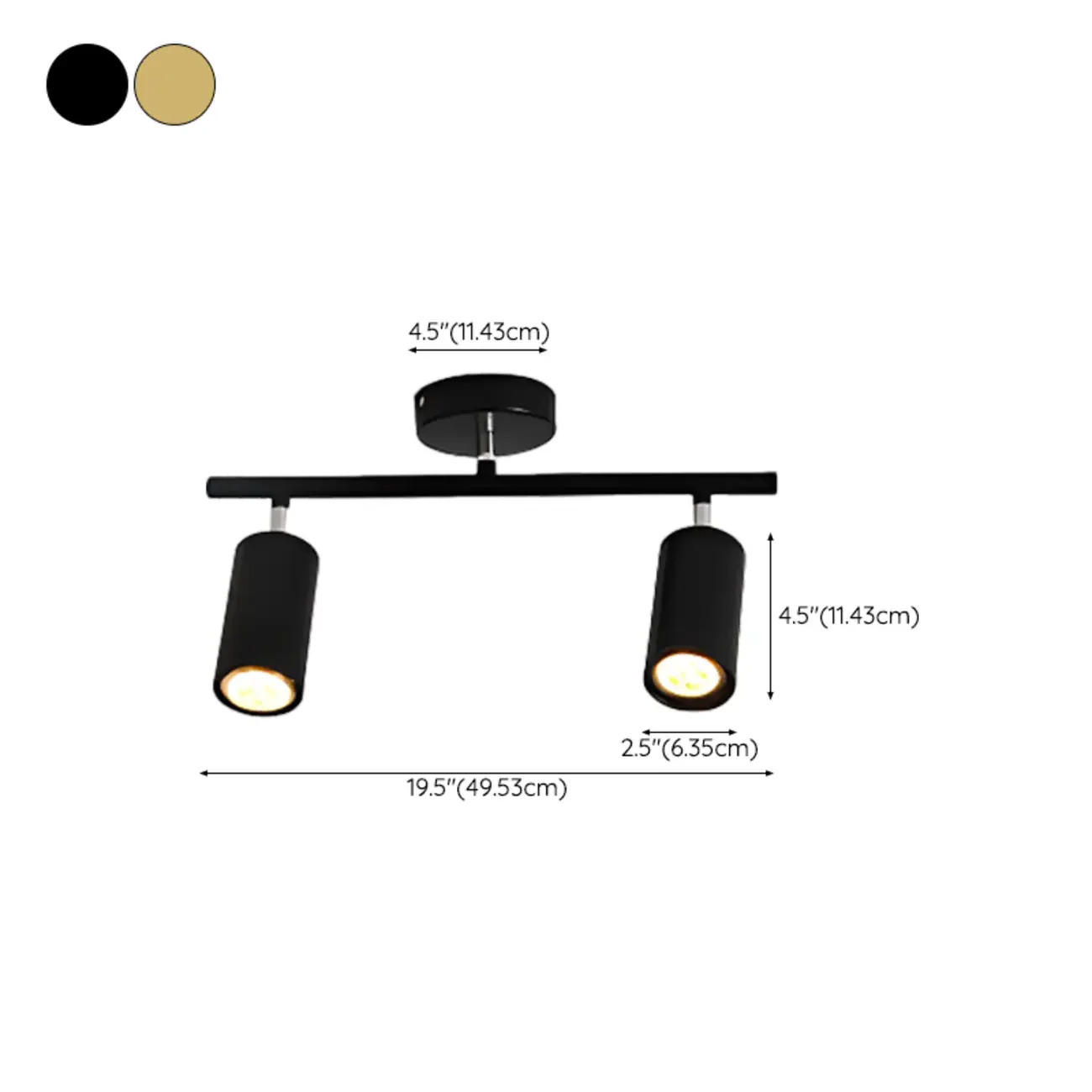 Modern Cylinder Semi-Flush Mount Metal Track Light
