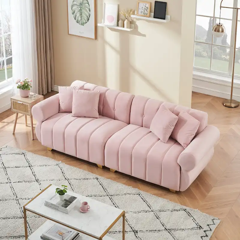 Pink 89 Velvet 3-seater Sofa with Spring-Wrapped Cushions