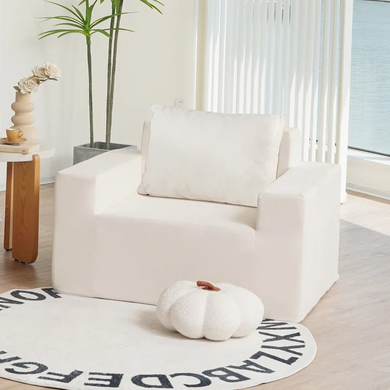 American White Oak Single Foam Accent Chair with Pillow