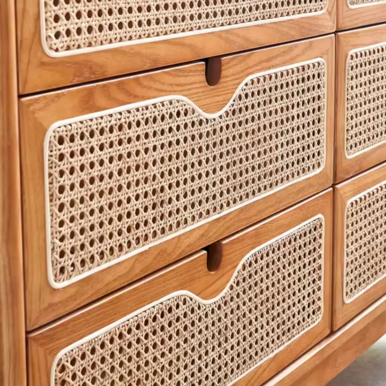 Tropical Natural Woven Double Layer Chest with 6-Drawers