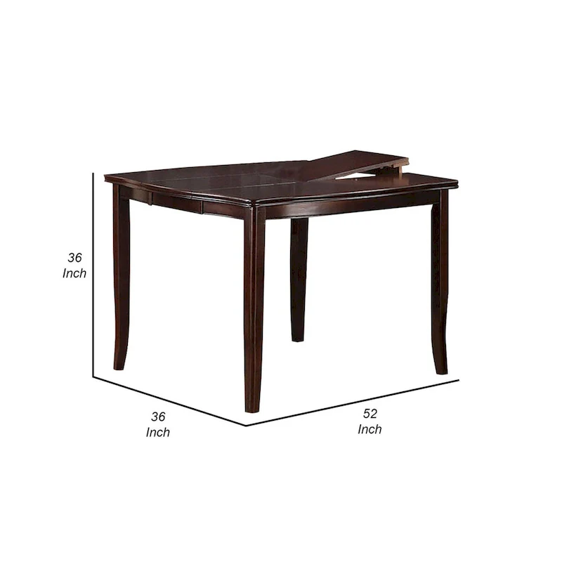 Red 52 Inch Dining High Table with 2 Extendable Butterfly Leafs, Brown Wood