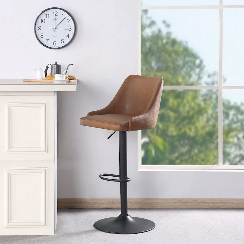 Sylmar Height Adjustable Stool in Faux Leather