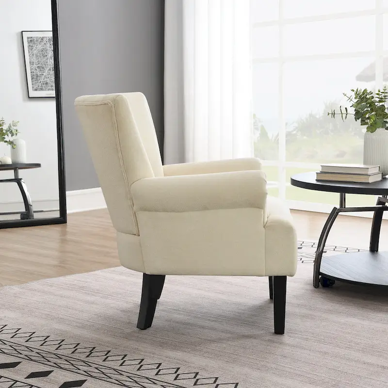 Beige Modern 29 Arm Chair with Channel Back