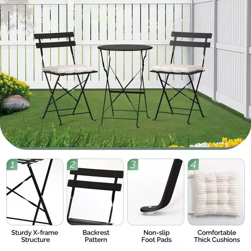 Karl Home 3-Piece Patio Dining Set With Seat Cushions