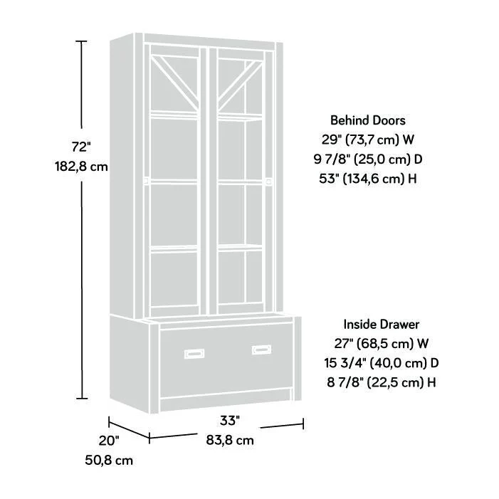 Jamocha Wood Sliding Door Bookcase with File Drawer – Letter Size