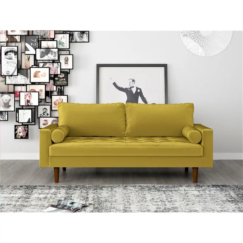 Luis Mid-century Modern Tufted Velvet Sofa