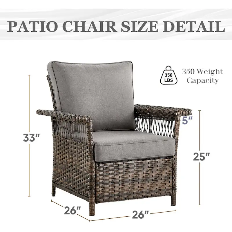 High Back Sofa and 2 Chairs, 2 Ottomans Coffee Table - Brown