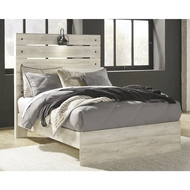 Whitewash Panel Bed, Farmhouse & Industrial Style, 1–2 Person
