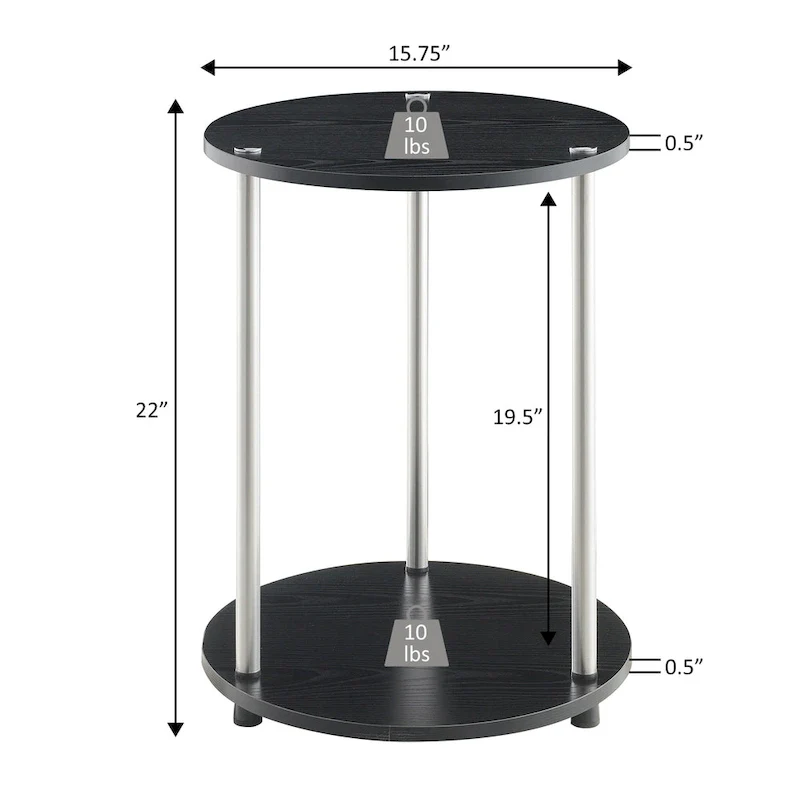 Convenience Concepts  No Tools 2 Tier Round End Table