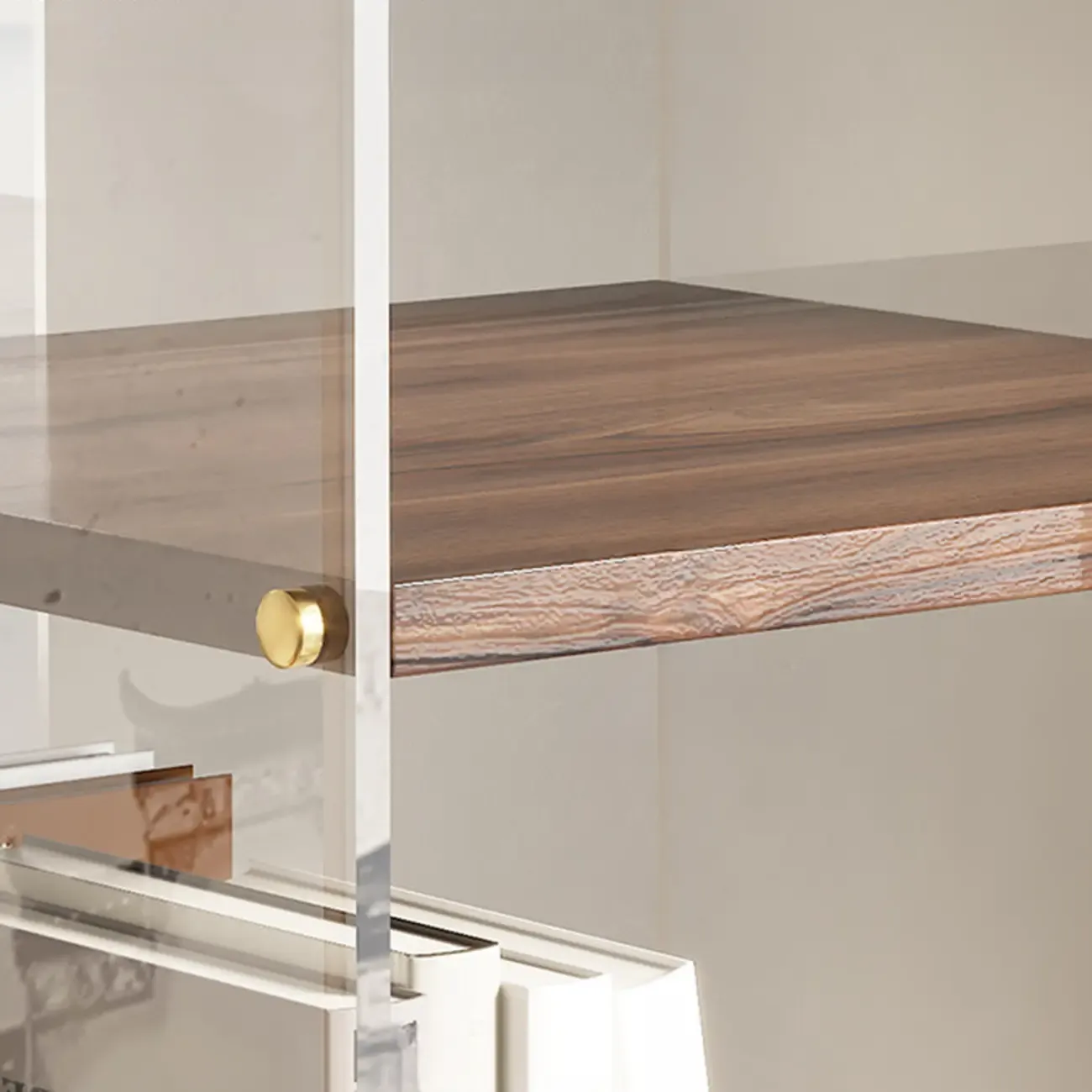 Art Deco Square Timber Shelf Glass Panel Swivel Chest