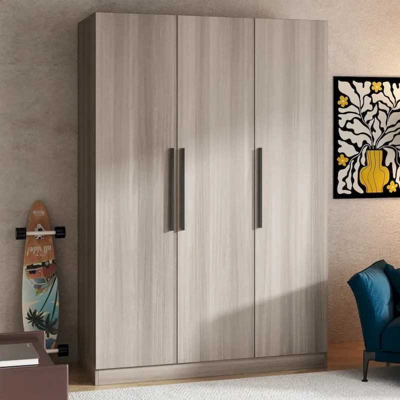 70. H x 47.2 W Wardrobe Cabinet Armoire Three Doors In White Closet